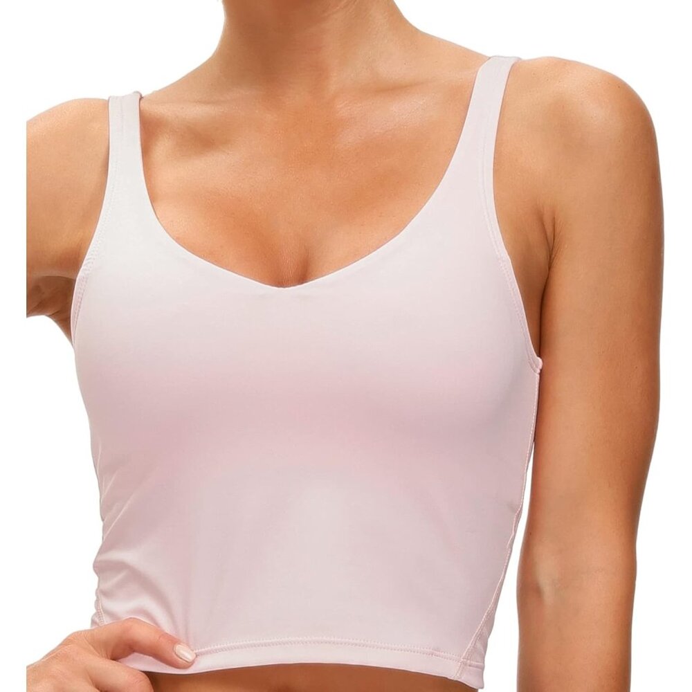 〽️Women's Pink Pullover Longline Soft Padded Wirefree Athletics Sports Bra